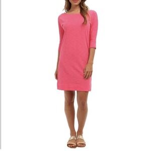 Lilly Pulitzer Cassie Pima Cotton Boatneck Quarter Sleeve Pink Shift Dress L